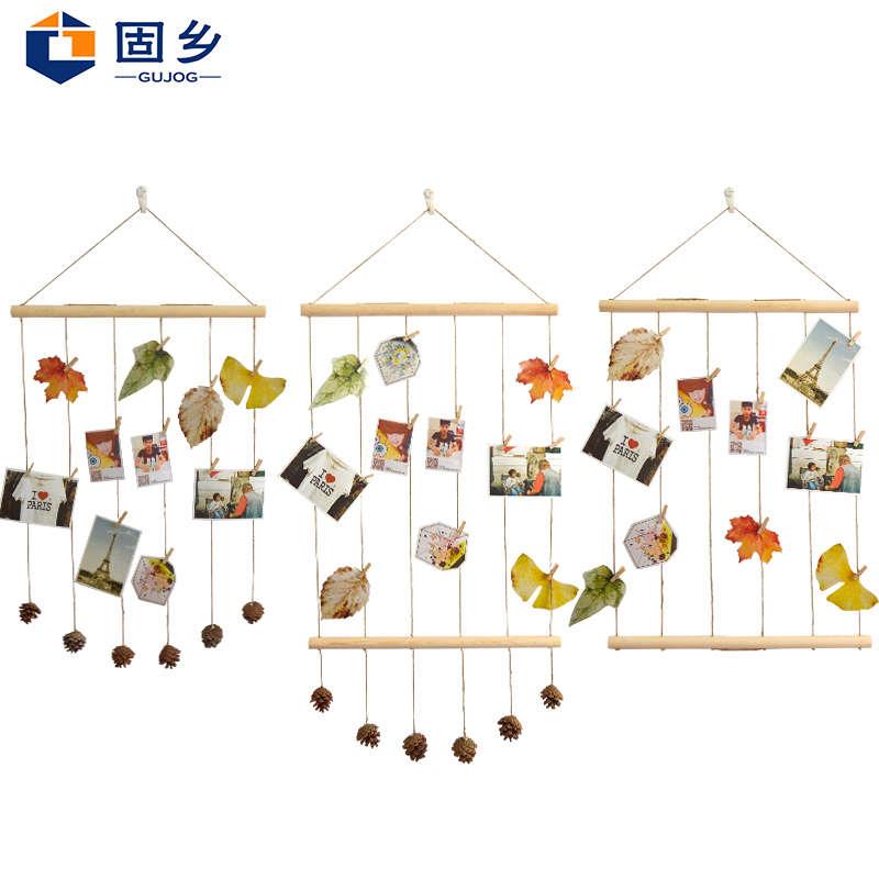 网格照片墙挂饰3/5/6/7寸相片墙相框麻绳幼儿园画画手工装饰挂件图片