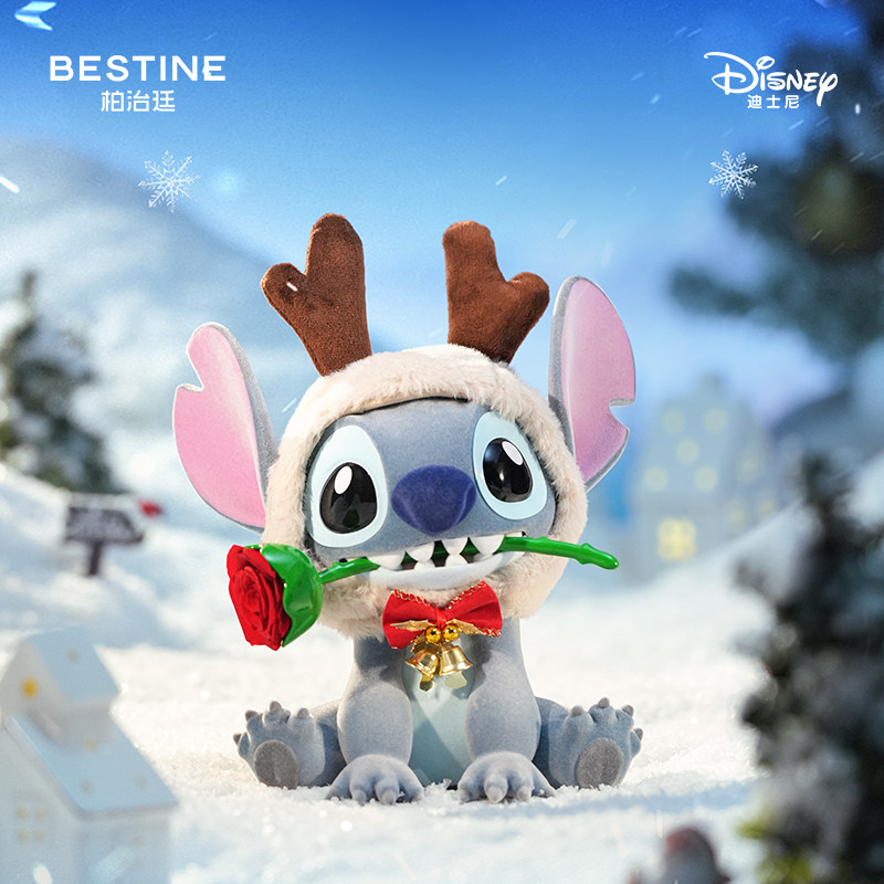 新年礼物柏治廷迪士尼史迪仔永生花玫瑰礼盒摆件史迪奇花束生日