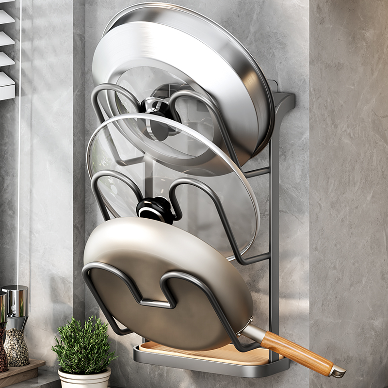 锅盖架免打孔壁h挂式厨房置物架大菜板放置器家用收纳多层砧板架