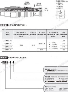 JeouGang台湾久冈插装阀J-CBCG-J/K-L J-CBEG J-CBGG J-CBIG