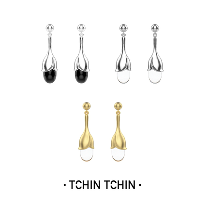 TCHINTCHIN 梦境花园系列 mini复古郁金香S925银水晶耳钉日常精致