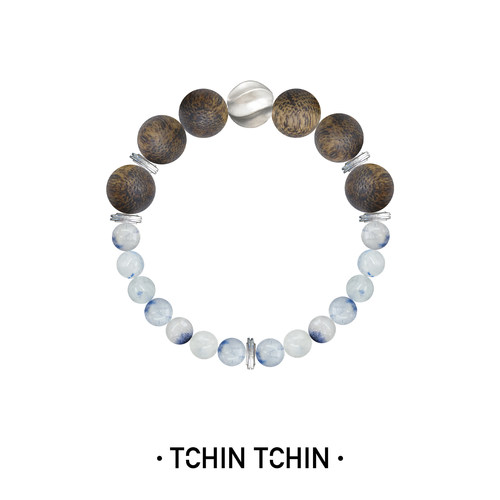 TCHINTCHIN 木蓝小调 沉香银水晶串珠手链