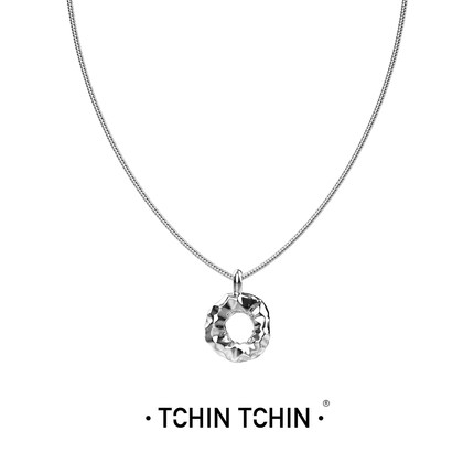 TCHINTCHIN 方圆系列 锤纹肌理吊坠项链 情侣中性
