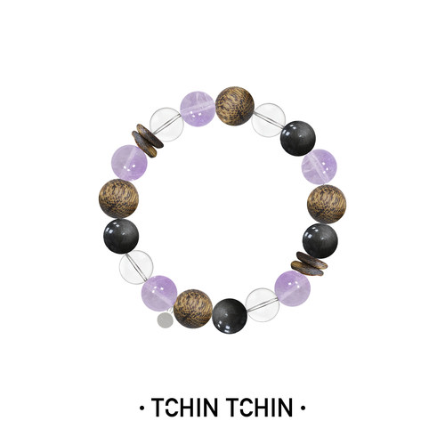 【张月同款】TCHINTCHIN 紫色密语 沉香水晶银手串