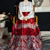 现货红色螺钿高级感马面裙梯形新款 汉服 日常可上班穿 飞机袖 大码