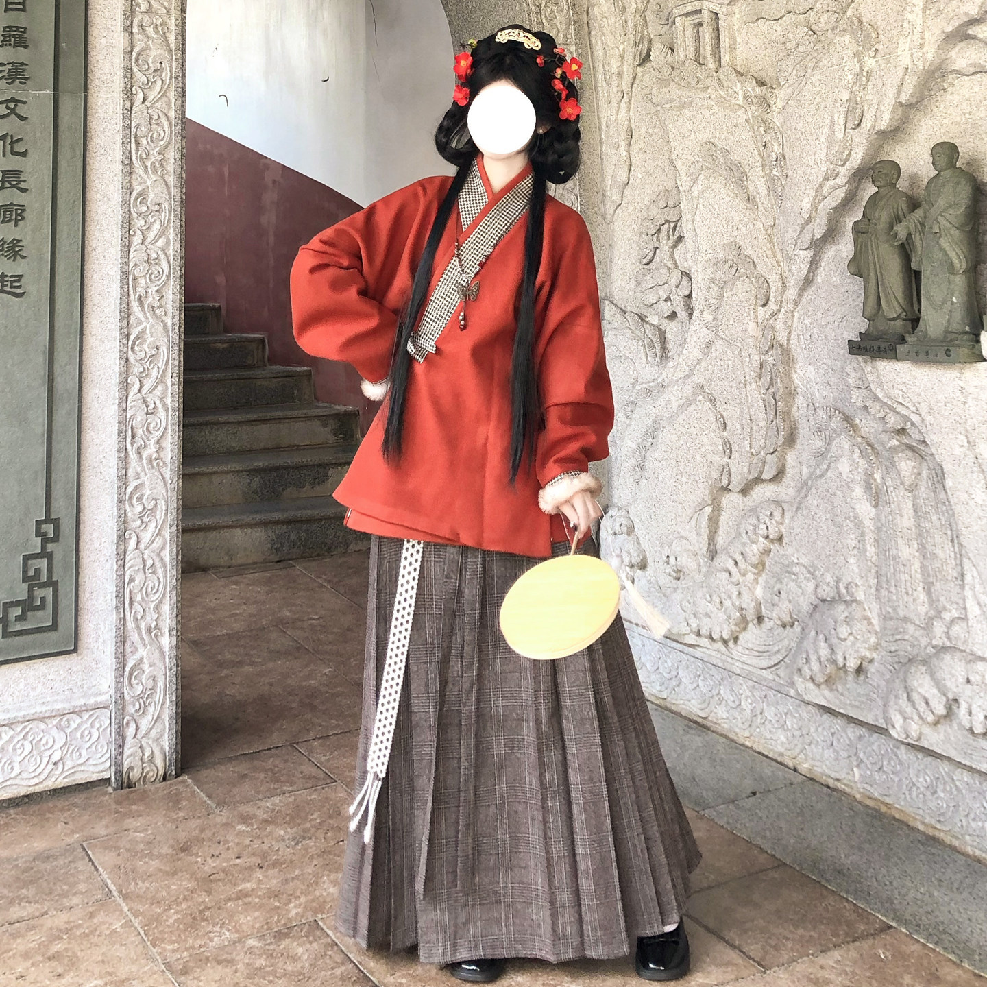 梦桑塔汉服冬季毛呢对穿交马面裙大码红色新年格裙日常古风长裙女,女装/女士精品,汉服套装,淘宝优惠券,粉丝福利购,淘宝优惠卷