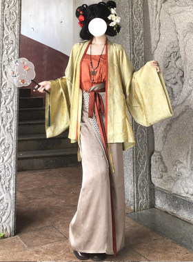梦桑塔汉服大码胖MM晋制褶衣明星同款浮光锦人丝日常旋裙罗马夏日