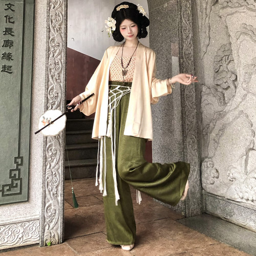 梦桑塔大码汉服宋裤宋朝胖MM飞机袖日常上班可穿通勤百搭改良带兜