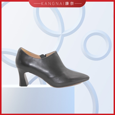康奈女鞋中跟牛皮深口