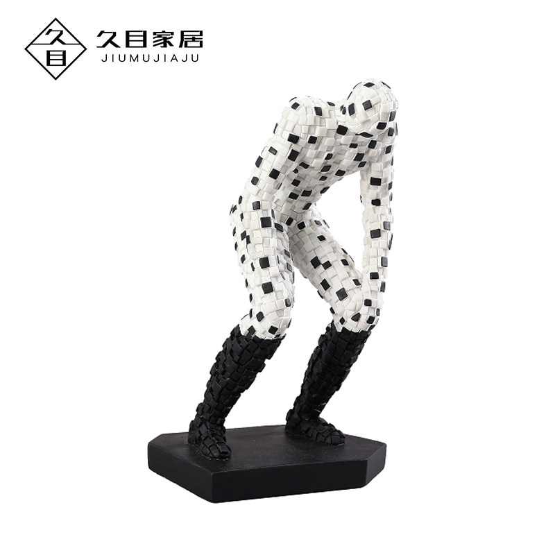 现代轻奢黑白马赛克人物摆件样板间客厅电视柜书房书桌装饰品摆设