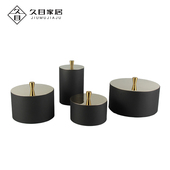 现代简约欧式 饰品储物罐 轻奢金色黑色首饰盒收纳盒摆件样板房软装