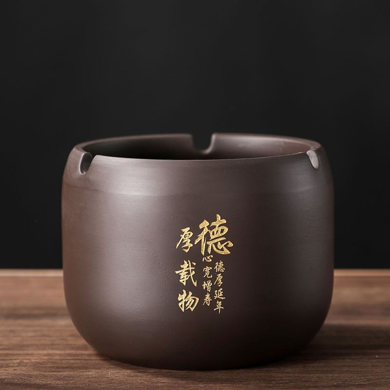 速发烟灰缸创意紫砂带盖防风复用客厅摆件防飞灰密封大号多功能