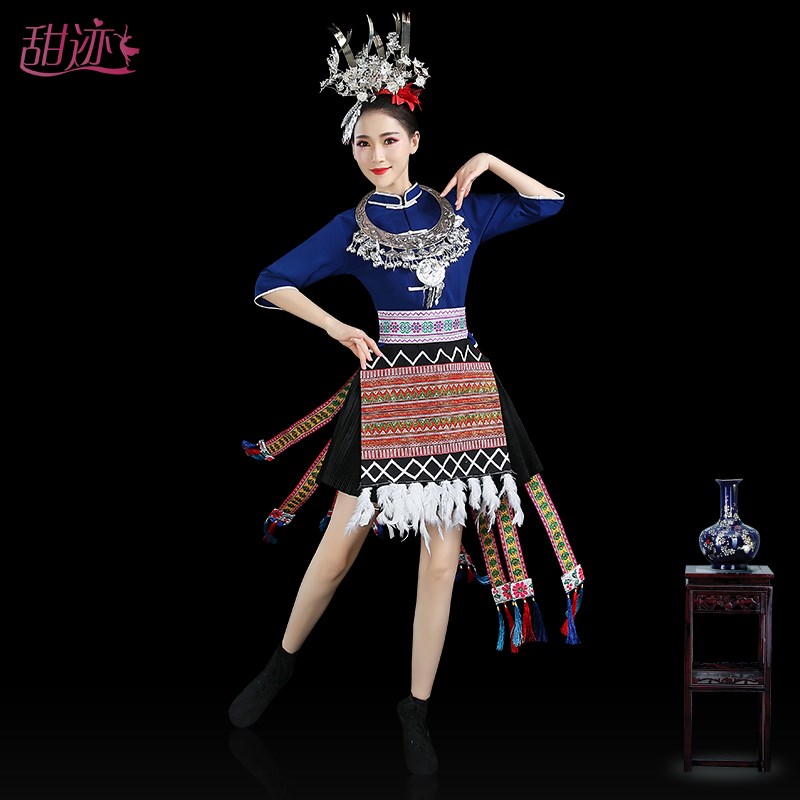 现货速发苗族服装彝服成人服饰套装火把节民族演出服羌族壮族贵州