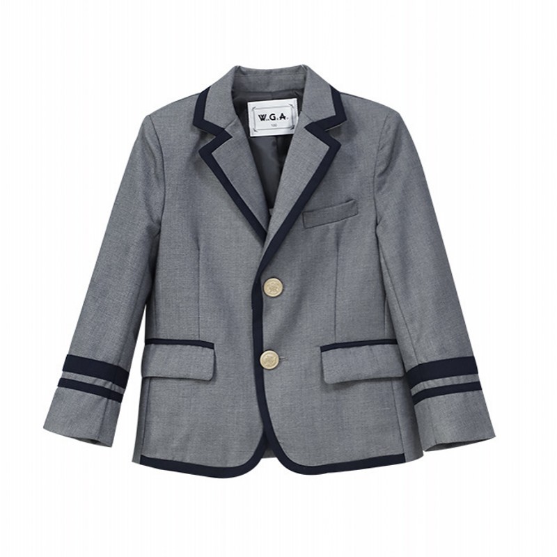 速发儿童校服风外套单件上衣小学生班服主持人礼服灰色深蓝色