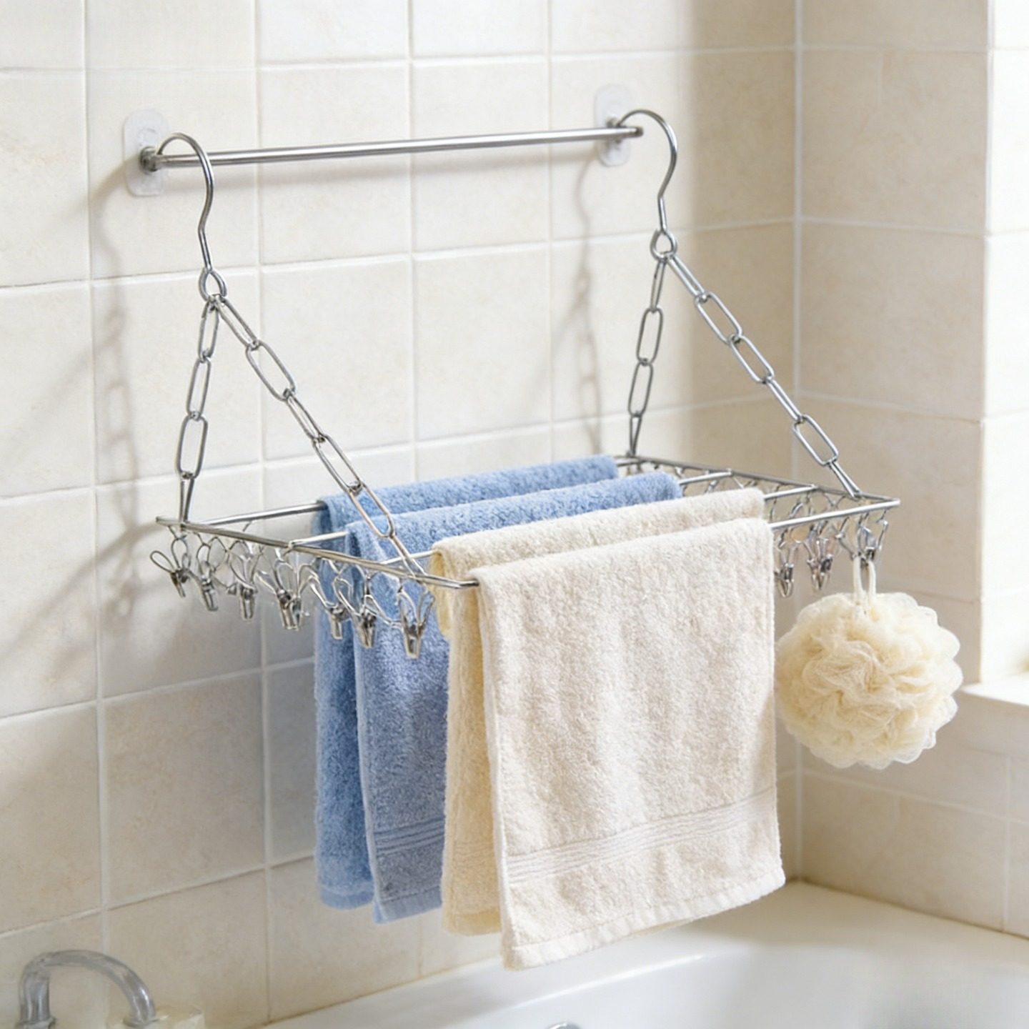 不锈钢阳台晾衣架收纳宿舍神器晒袜子架多功能夹晒鞋架子折叠衣架