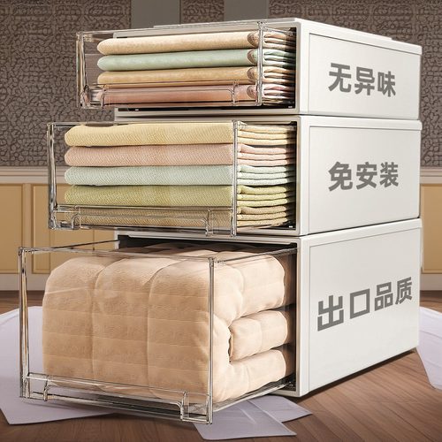 日本衣柜收纳盒整理盒抽屉式家用透明衣物储物柜衣服整理箱