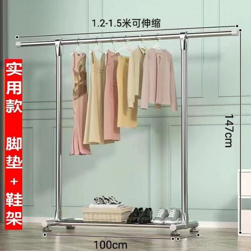不锈钢晾衣架伸缩卧室落地家用阳台晒衣架室外晒被挂衣架