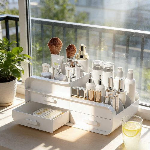 化妆品收纳架收纳盒抽屉式多功能宿舍家用桌面高级整理防尘梳妆台