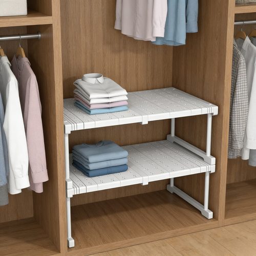 衣柜分层隔板收纳神器柜子橱柜内可伸缩置物架桌面鞋柜隔断宿舍板