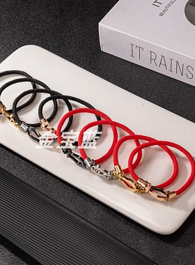 跨境马蹄扣米兰手链男女情侣编织红绳手环时尚个性U型手镯首饰diy