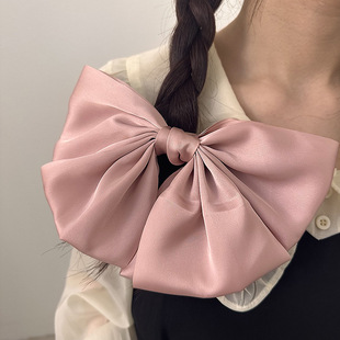 在逃公主发饰缎面蝴蝶结头饰森系发夹女后脑勺粉色发卡弹簧夹子美