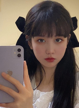 jisoo金智秀同款黑色蝴蝶结发夹边夹少女日韩丝绒发卡马尾扎发饰