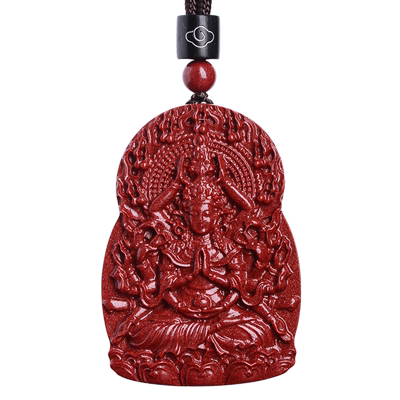 原矿朱砂吊坠女款护身符项链男千手观音菩萨挂件十二生肖鼠本命佛