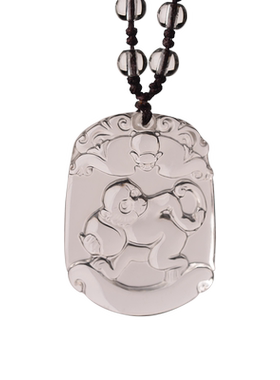 天然白水晶十二生肖吊坠男女