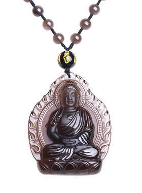 天然黑曜石本命像吊坠