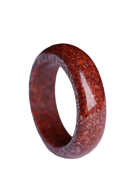正品保真原矿朱砂素圈戒指女本命年高含量晶体砂指环男士饰品礼物