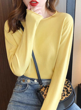 秋季毛衣女宽松高级感外穿新款针织衫粉色长袖上衣薄款内搭打底衫