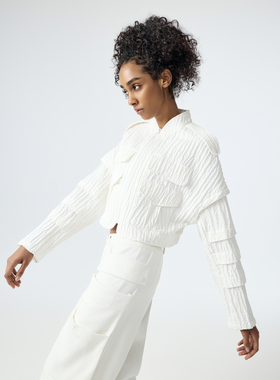 D.MARTINAN QUEEN奥感N系列设计感立领外套女 短款运动休闲上衣