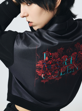 D.MARTINANQUEEN奥感N系列秋季立领短外套女个性印花休闲百搭上衣