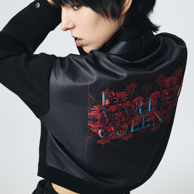 DMQ个性印花拉链立领休闲外套女