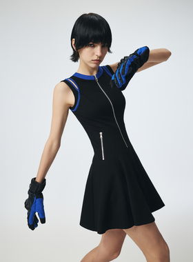 D.MARTINAQUEEN撞色无袖连衣裙户外运动透气显瘦薄款背心网球裙女