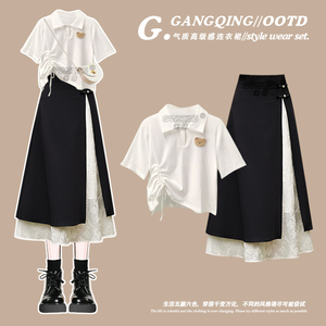 巨好看的新中式国风黑色连衣裙2026夏季爆款两件套学院风毕业礼服