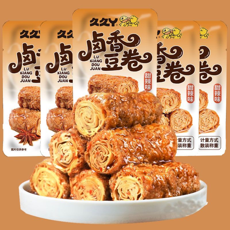 久久丫卤香豆卷甜辣味办公室解馋即食豆腐卷豆干散装称重零食小吃