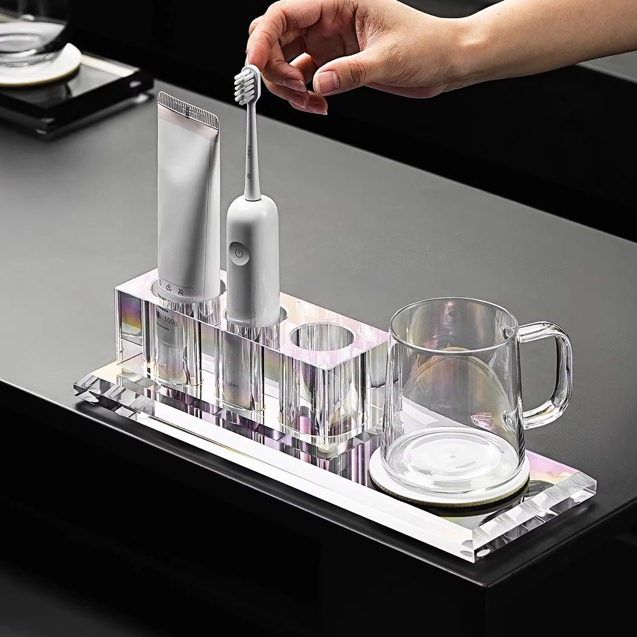 水晶牙刷架漱口杯收纳情侣单双人洗漱套装意式极简卫生间置物架,家庭/个人清洁工具,牙刷架/牙具座,淘宝优惠券,粉丝福利购,淘宝优惠卷