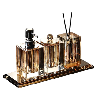 高端水晶玻璃洗手乳液瓶酒店洗发水沐浴露洗漱套装按压分装空瓶子