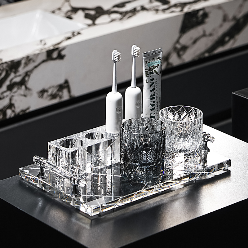 奢华水晶电动牙刷置物架洗漱套装