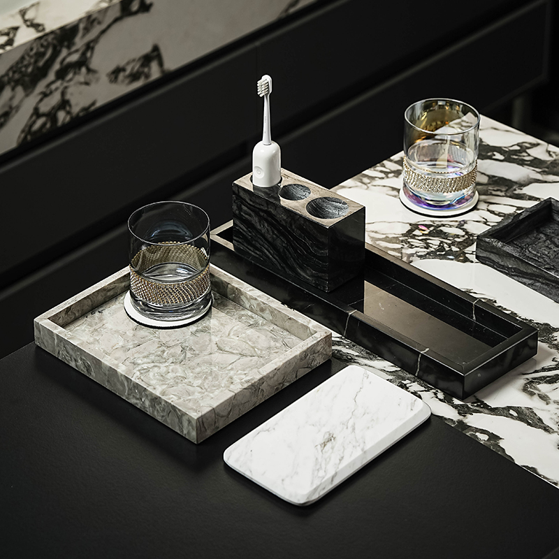 天然大理石托盘家用洗手间置物架