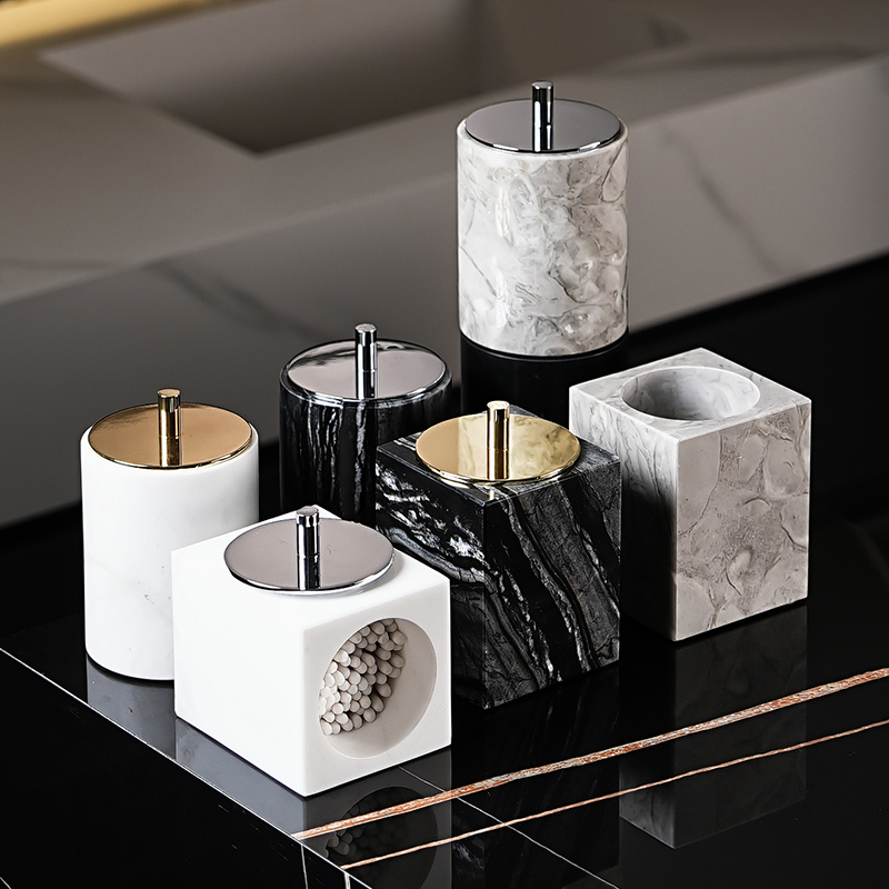 大理石棉簽盒高級酒店衛浴風格