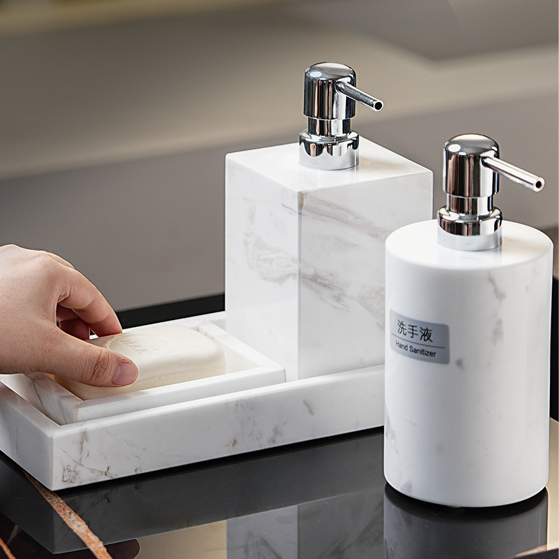 酒店洗手液洗发水沐浴露分装瓶大理石按压式乳液瓶肥皂盒收纳套件
