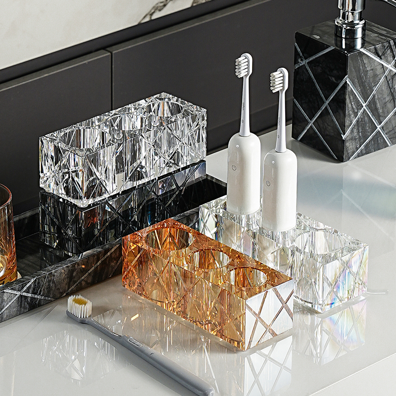 家用高档水晶电动牙刷牙膏置物架