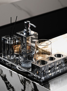 意式极简主卫生间水晶牙刷置物架情侣漱口杯牙具收纳家用洗漱套装