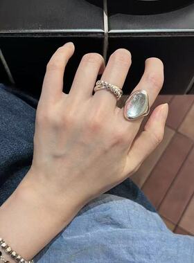 清透极简戒指海边食指时髦戒轻奢新款小众设计感个性指环冷淡高级