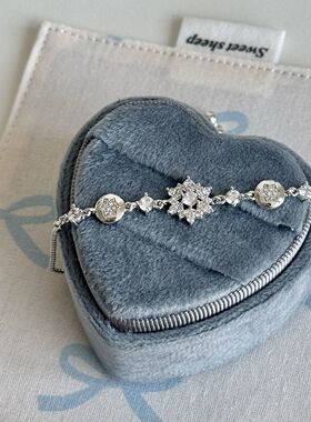 清冷锆石雪花手链气质时尚高级小众设计精致轻奢调节手饰抽拉式