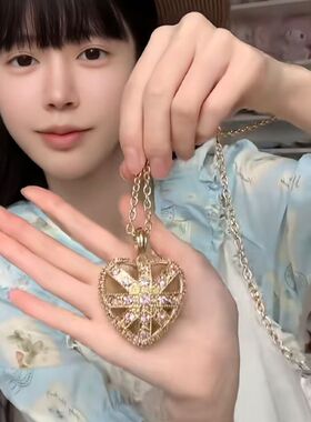 lolita纯百搭粉色爱心镂空锆石超闪choker项圈项链女款洛丽塔配饰