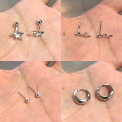 RecoPan五角星合集」超闪设计感耳钉耳骨钉 复古叠戴高级感耳环