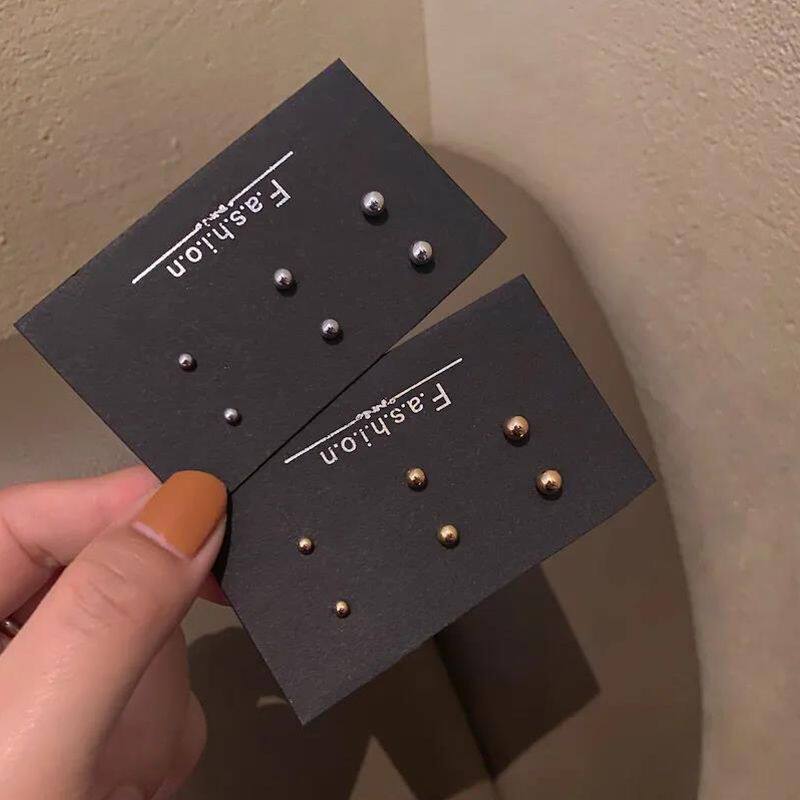 睡觉不用摘小银珠圆球银豆豆耳钉耳环耳棒时尚简约耳饰